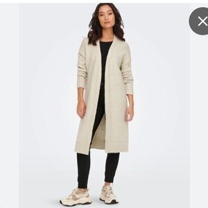 Only Beige Long Knit Cardigan